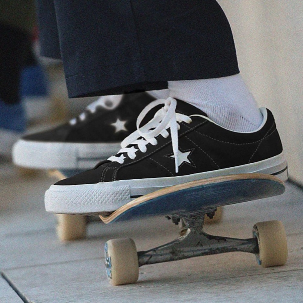 Converse One Star Pro Black/White Suede Shoes